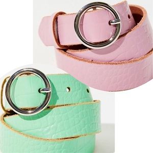 UO Croc Circle Belts in Sea Foam and Pink. Size Small. NWOT